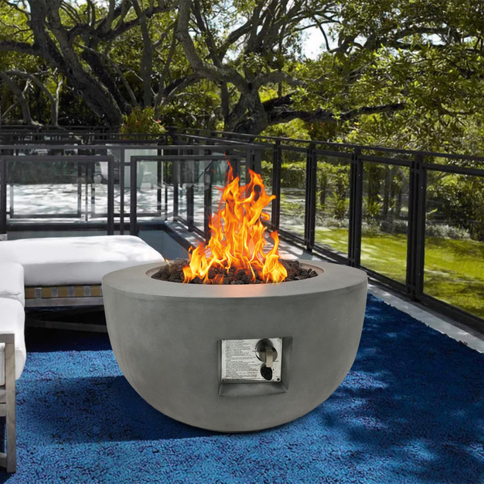Ebern Designs Allem Concrete Propane Fire Pit Wayfair